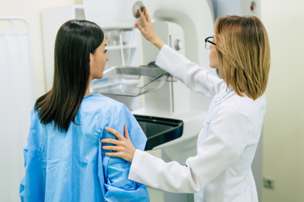 Woman is preparing for a mammogram